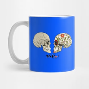 Human Skulls with hello slogan Mug